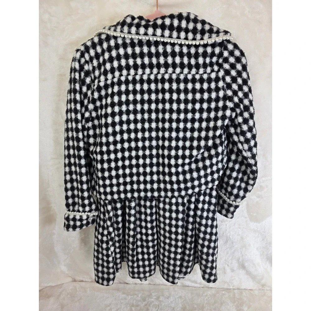 GB Girls Black White Tweed Dress and Jacket Set Faux Pearl Trim Kids‎ Size 14 L